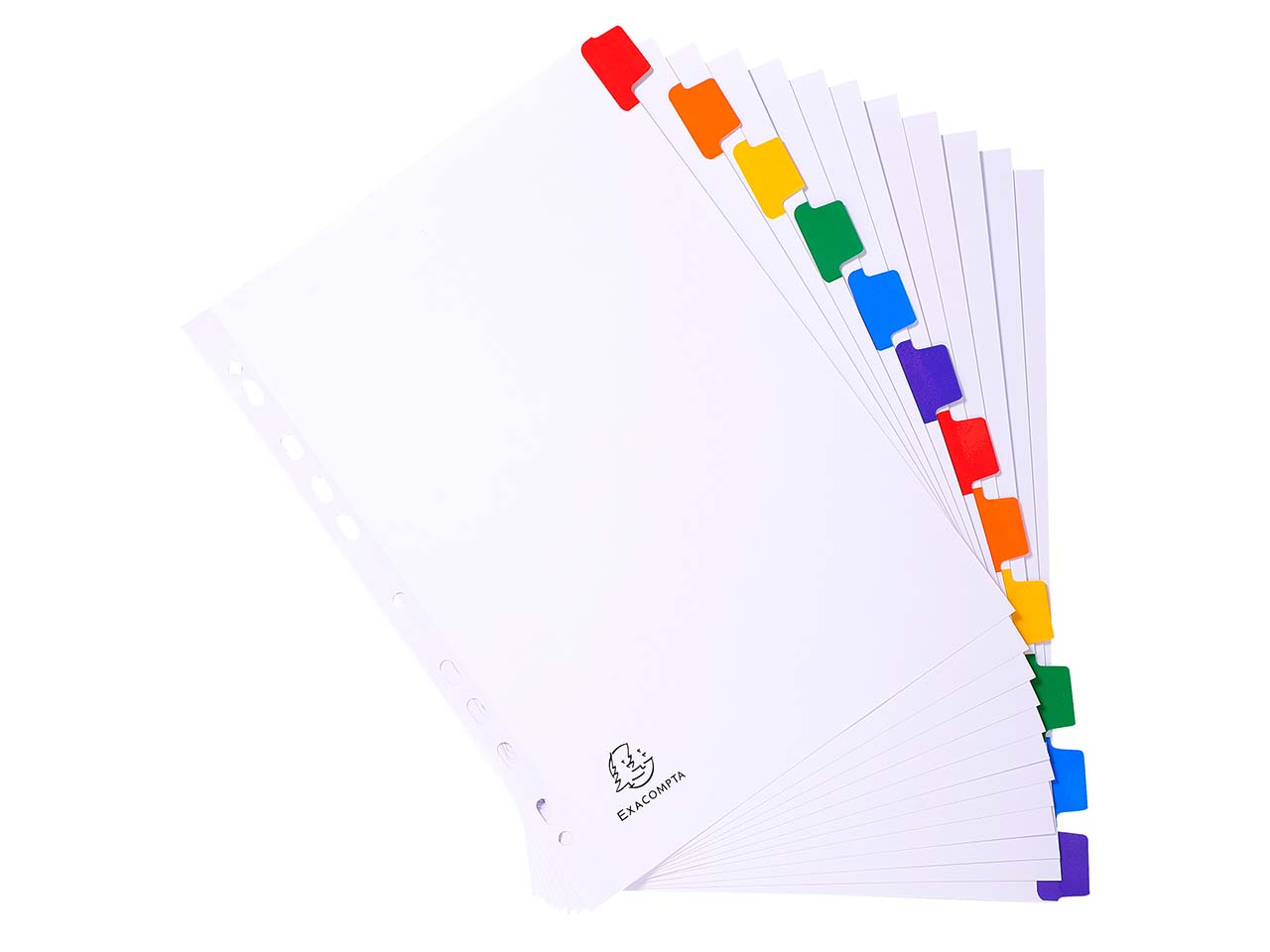 20 Exacompta Register, 12 Taben neutral, 160 g/m², DIN A4 Maxi, weiß