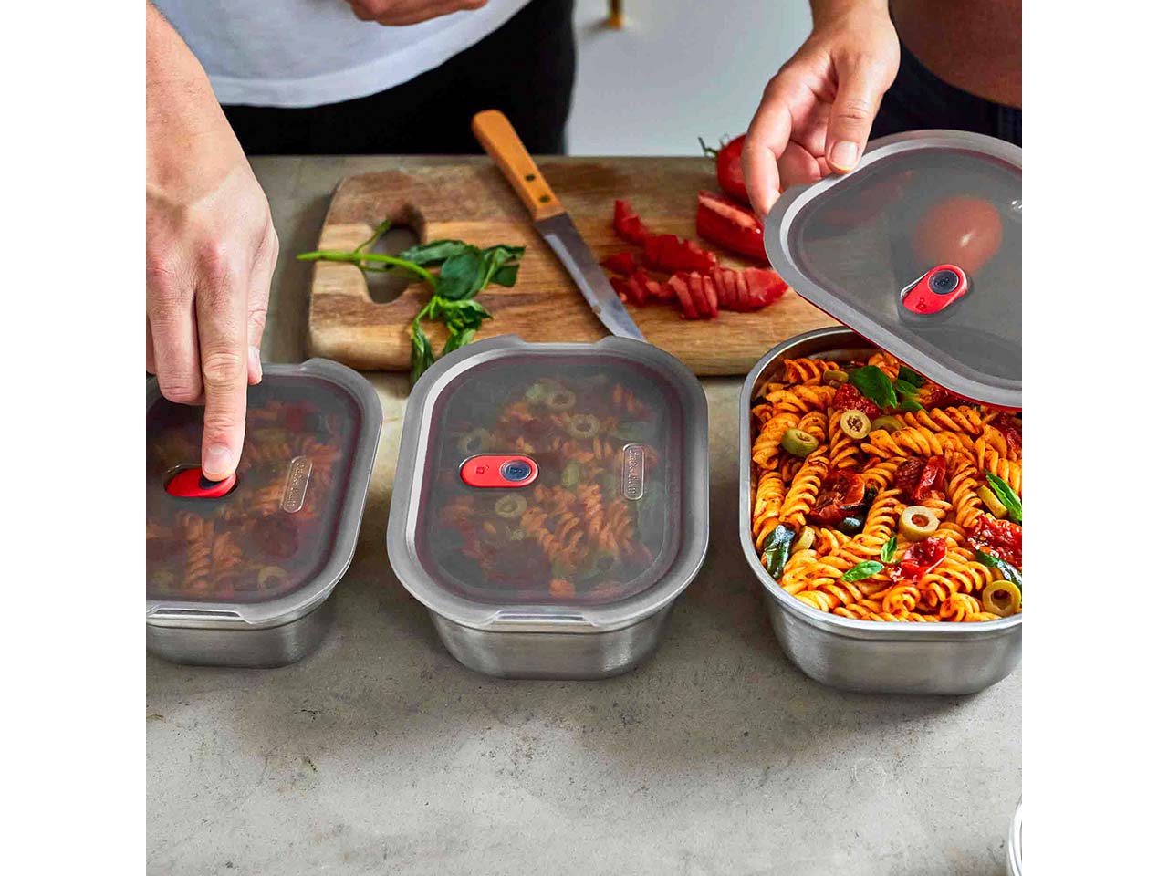 black+blum Frischhaltebox "Food Box" Edelstahl, rechteckig, 3 Stk. 600+900+1200 ml