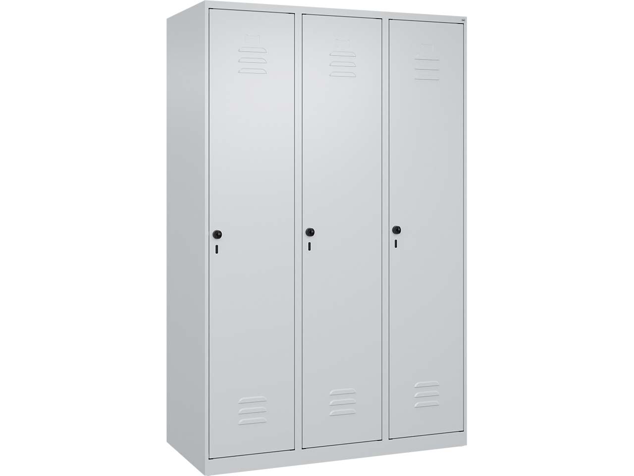C+P Spind Classic PLUS, 3 Abteile, 1850x1200x500mm, Lichtgrau/Lichtgrau