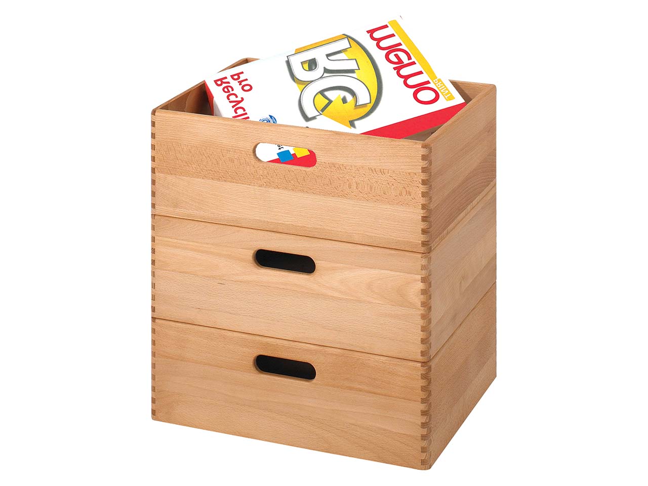 Stapelboxen aus Holz groß, 3 Stk.