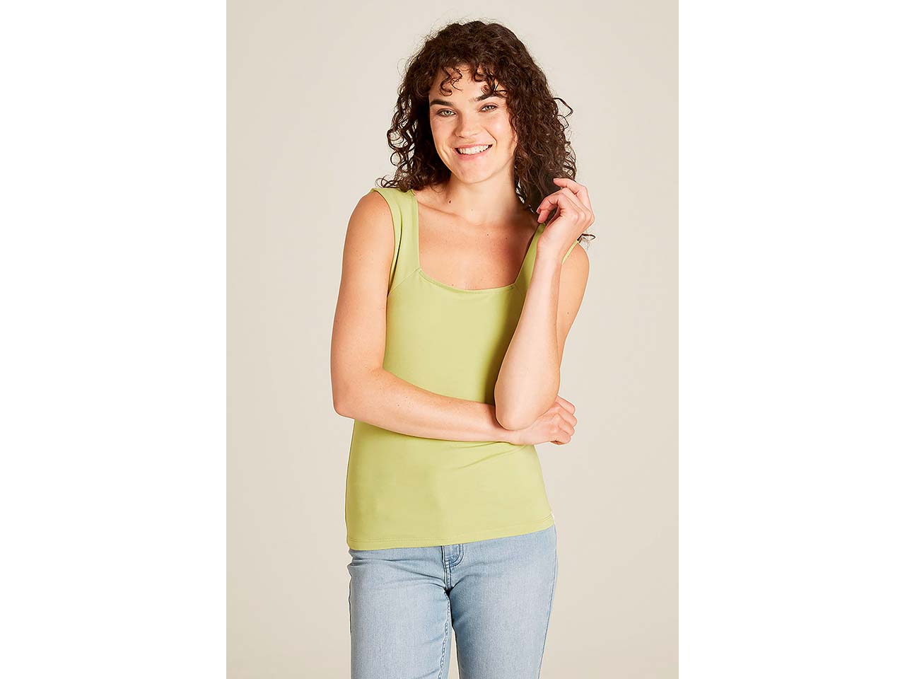 tranquillo Bio-Damen-Top mit Karree-Ausschnitt, herbal green, Gr. L