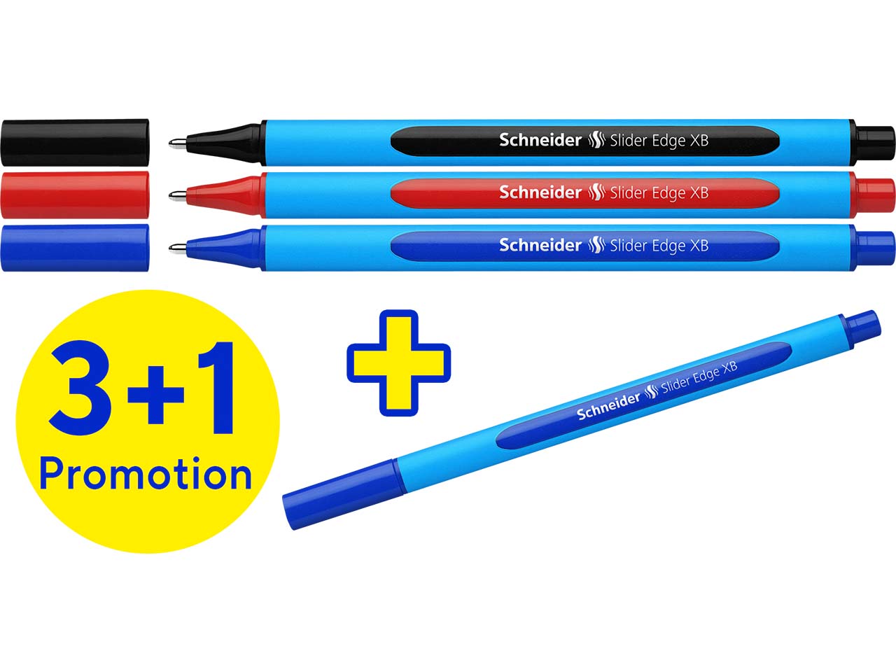 Schneider 4er-Pack Kugelschreiber "Slider Edge XB" 3+1 Gratis, sortiert