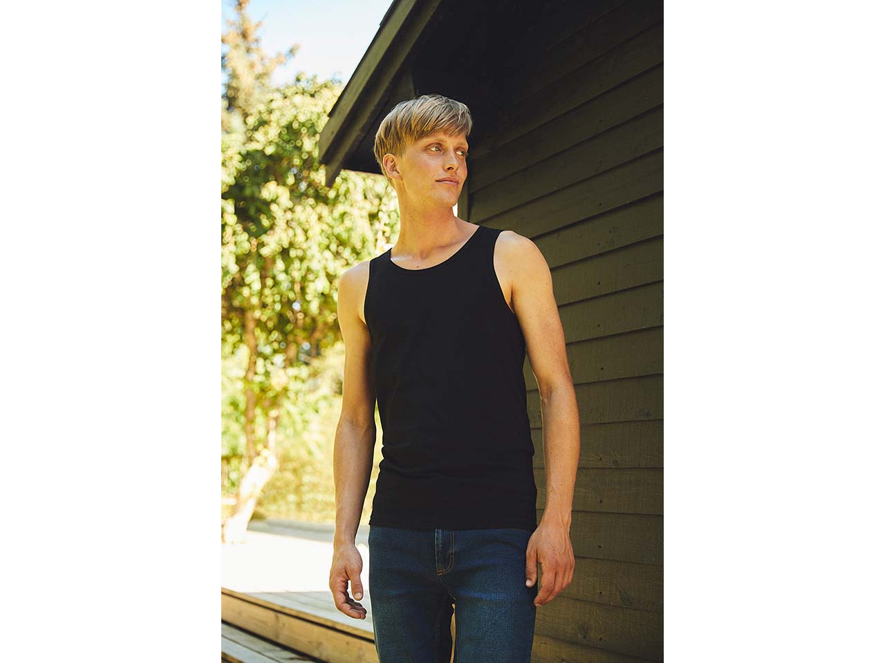 Neutral Bio-Herren-Tanktop mit Rundhalsausschnitt, schwarz, Gr. M