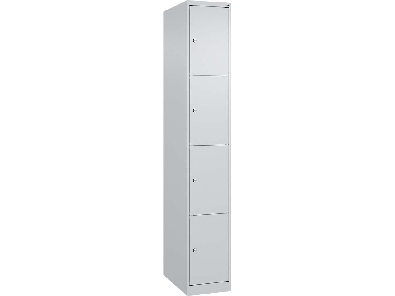 C+P Schließfachschrank Classic PLUS, 4 Fächer, 1850x300x500mm, Lichtgrau/Lichtgrau