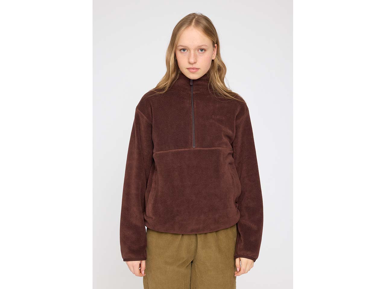 MAZINE Damen-Fleecejacke 'Half-Zip' mit Taschen, deep mahogany, Gr. L