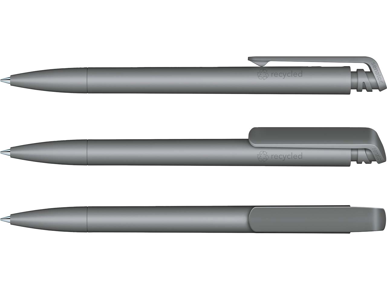 Senator Kugelschreiber "Trento Matt Recycled" inkl. 4-farbigem Aufdruck, cool grey