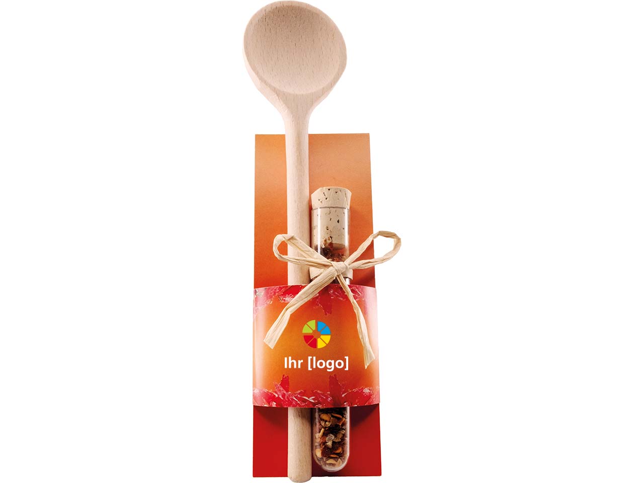 Bio-Gewürz 'Feuer & Flamme' inkl. Holzlöffel mit 1-4 farbigem individuellem Aufdruck