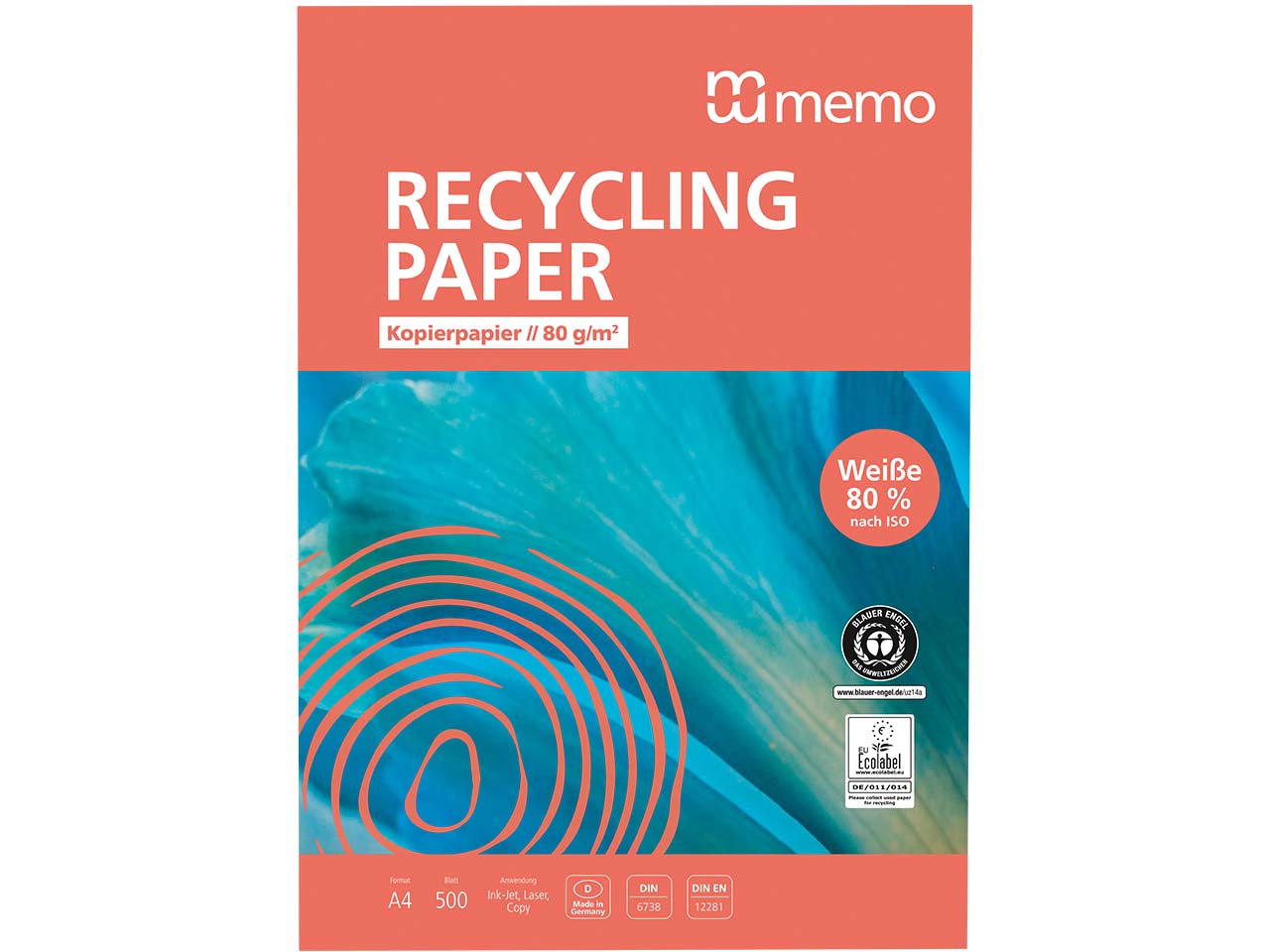 300 x 500 Blatt memo Multifunktionales Kopierpapier 'Recycling Plus' DIN A4, 80 g/m²