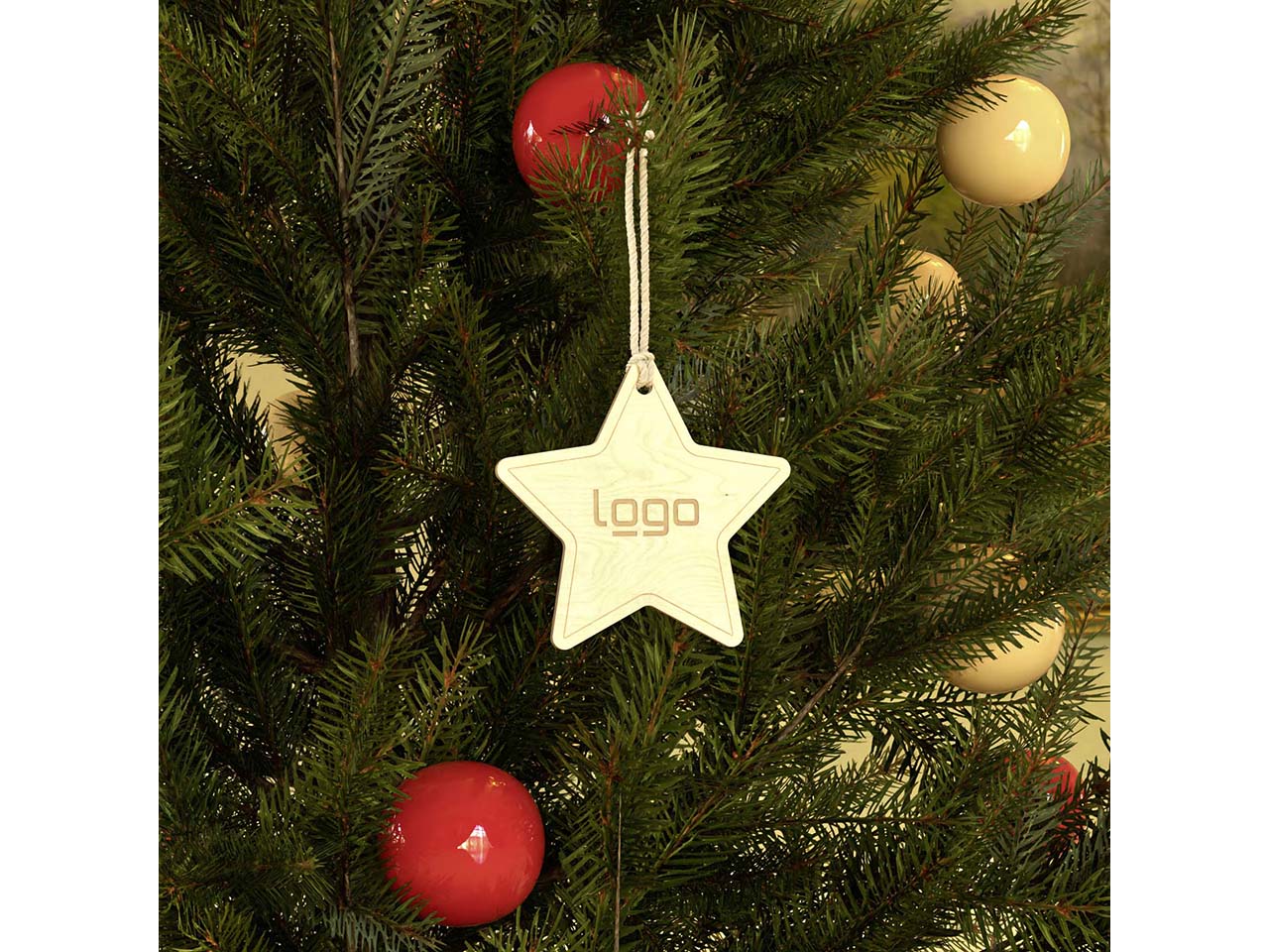 Weihnachtsbaumanhänger "Stern" FSC-zertifiziert, inkl. Lasergravur