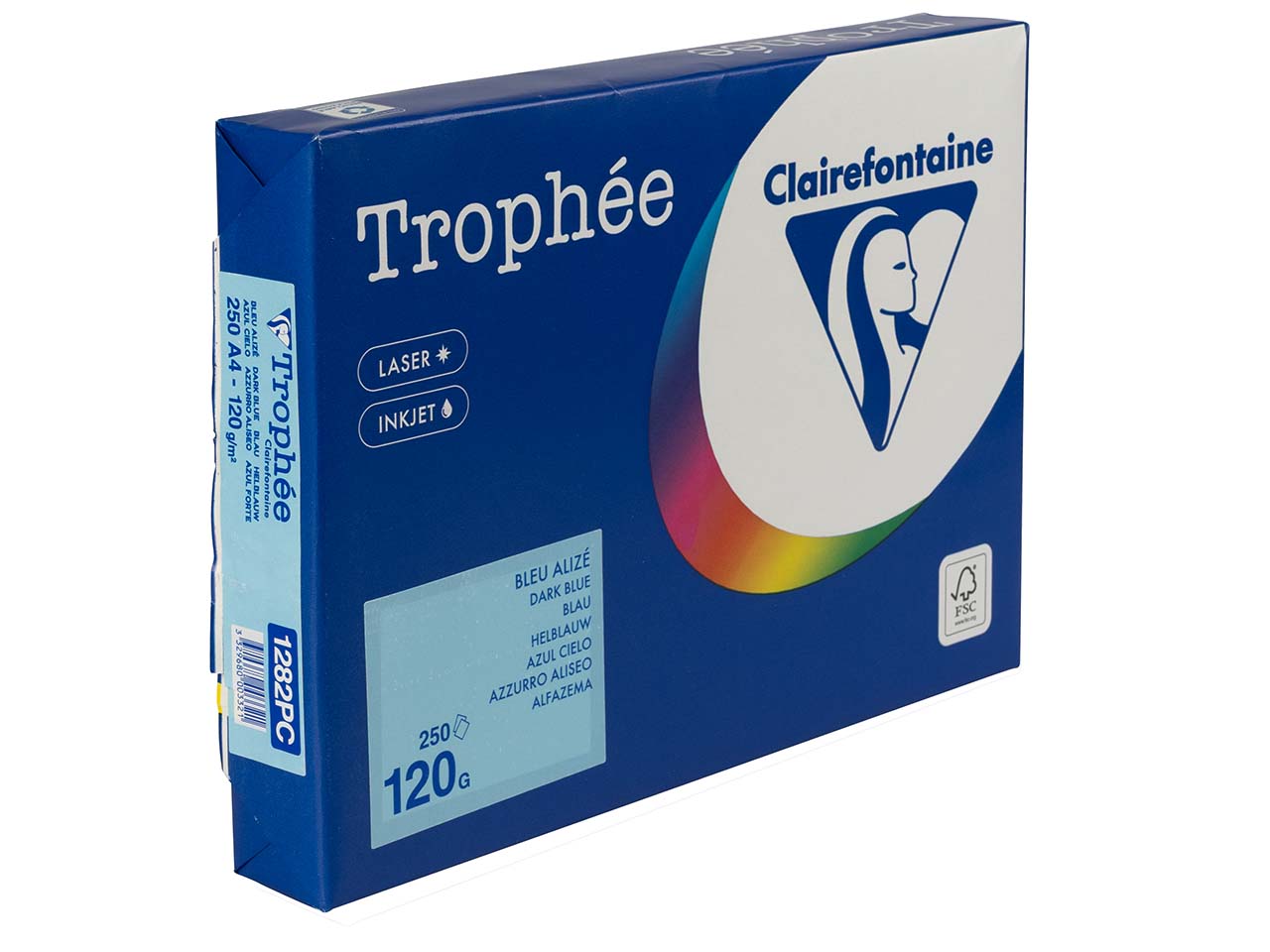 250 Blatt Clairfontaine Farbiges Kopierpapier 'Trophee' 120 g/m², DIN A4, blau