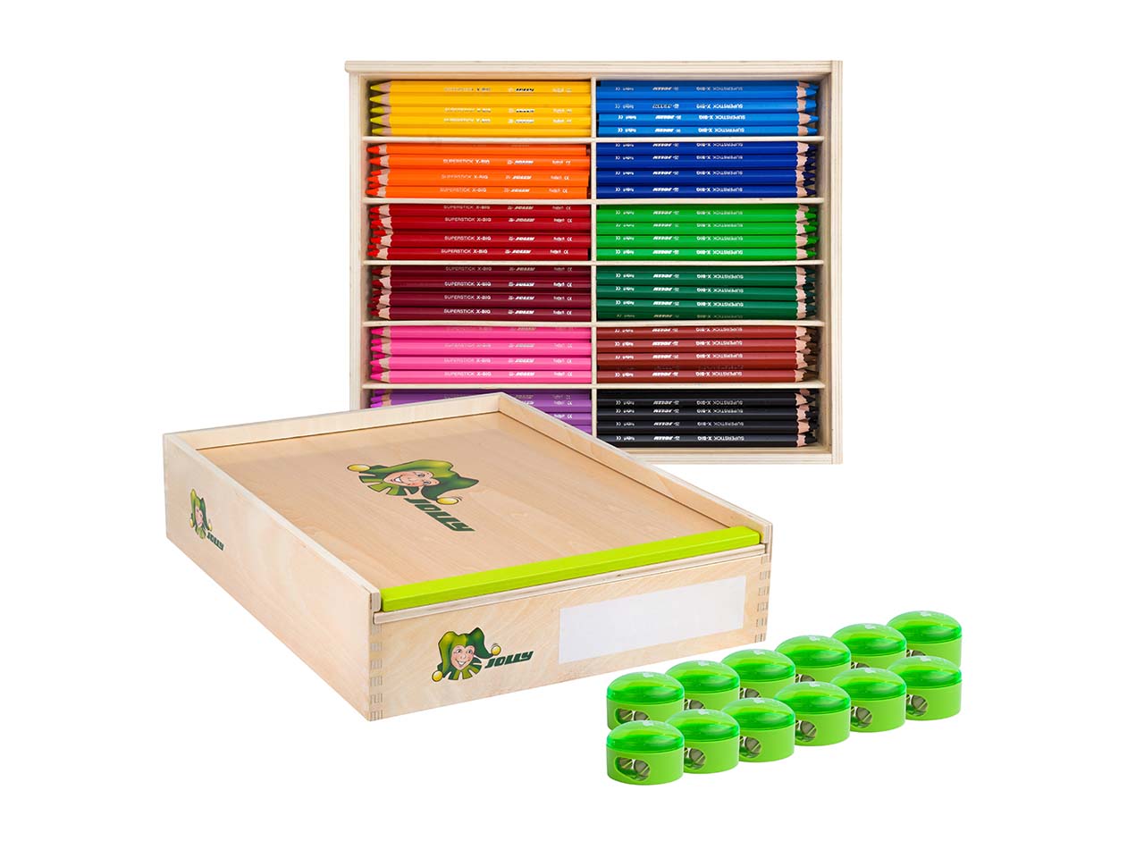 JOLLY Buntstifte "X-BIG" Holzbox mit Grundfarben, 180 Stk.