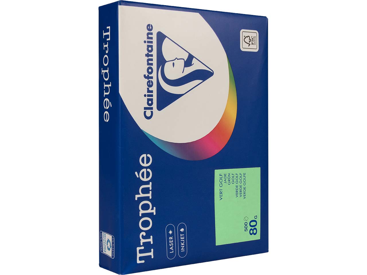 500 Blatt Clairfontaine Farbiges Kopierpapier "Trophee" 80 g/m², DIN A4, grün