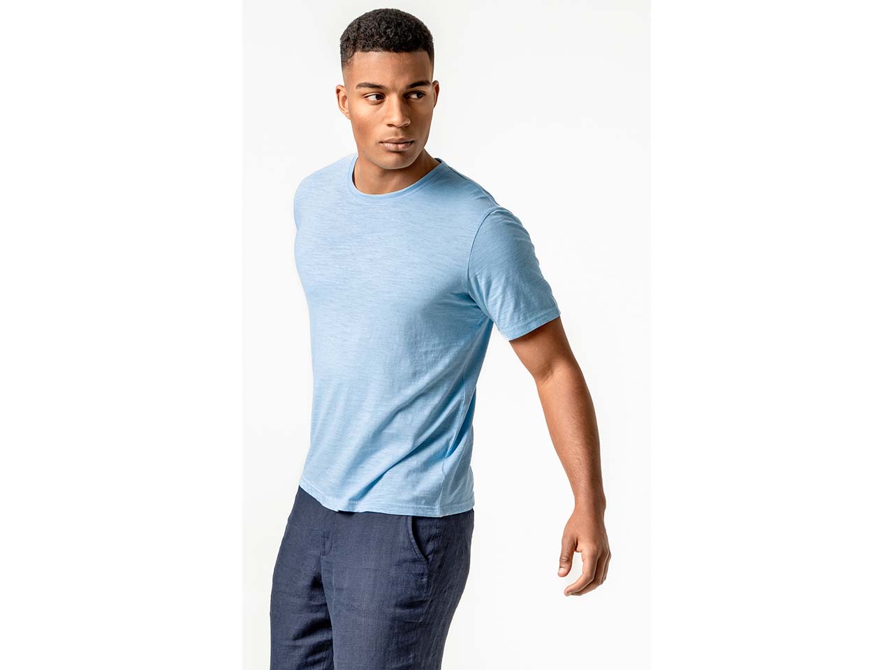 Living Crafts Herren-T-Shirt "AARLO" aus Baumwoll-Leinen-Mix, wave, Gr. XL