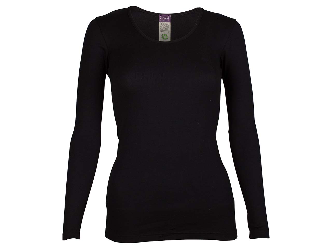 Living Crafts Bio-Damen-Langarmshirt "Johanna" schwarz, Gr. L