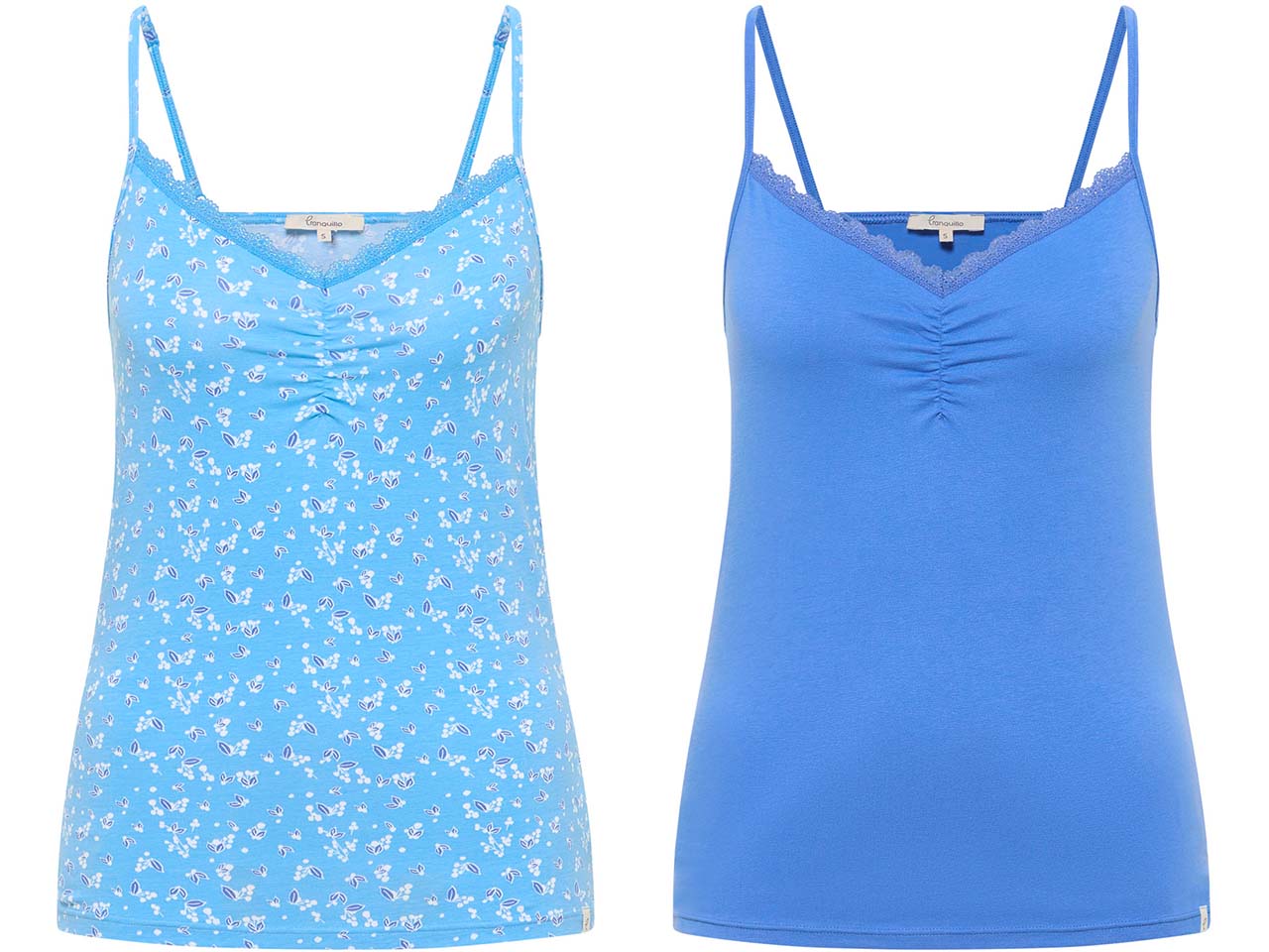 tranquillo 2er-Set Bio-Damen-Top "Minaa" mit dezenter Spitze, various, Gr. L