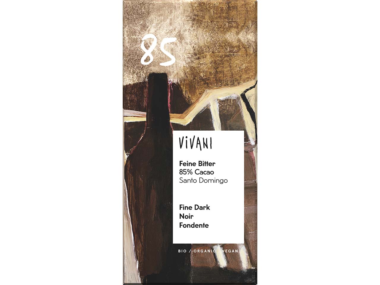 VIVANI Bio-Zartbitter-Schokolade "Feine Bitter" 85% Kakao, Santo Domingo, vegan, 80 g