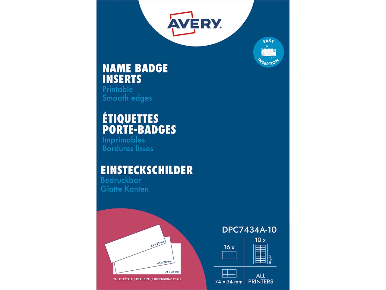 Avery Zweckform 160 Einsteckschilder für 'Polar35' 74 x 34 mm