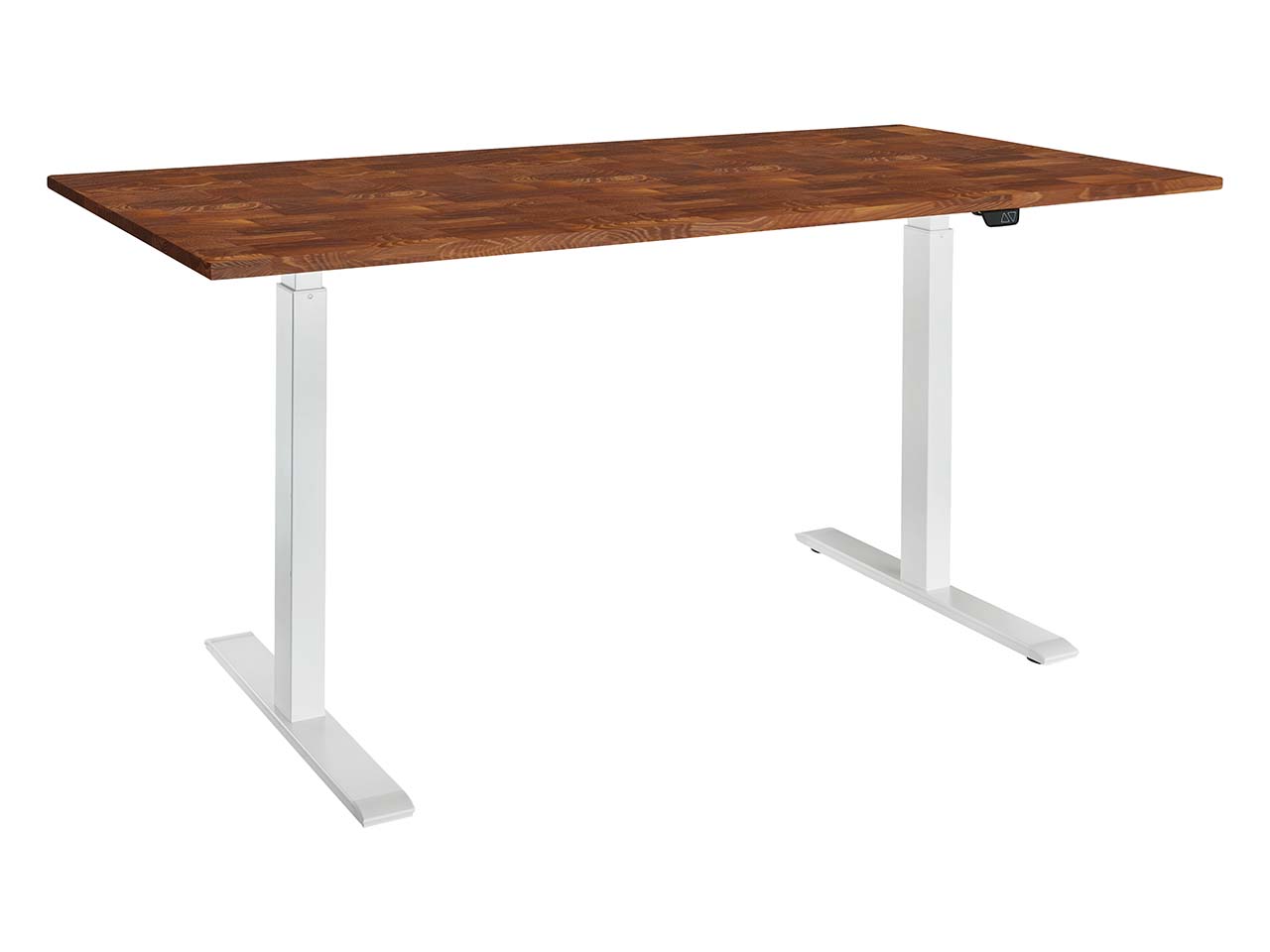 memo Höhenverstellbarer Schreibtisch "ON" weiß, Robinie massiv, B 140 x T 70 cm