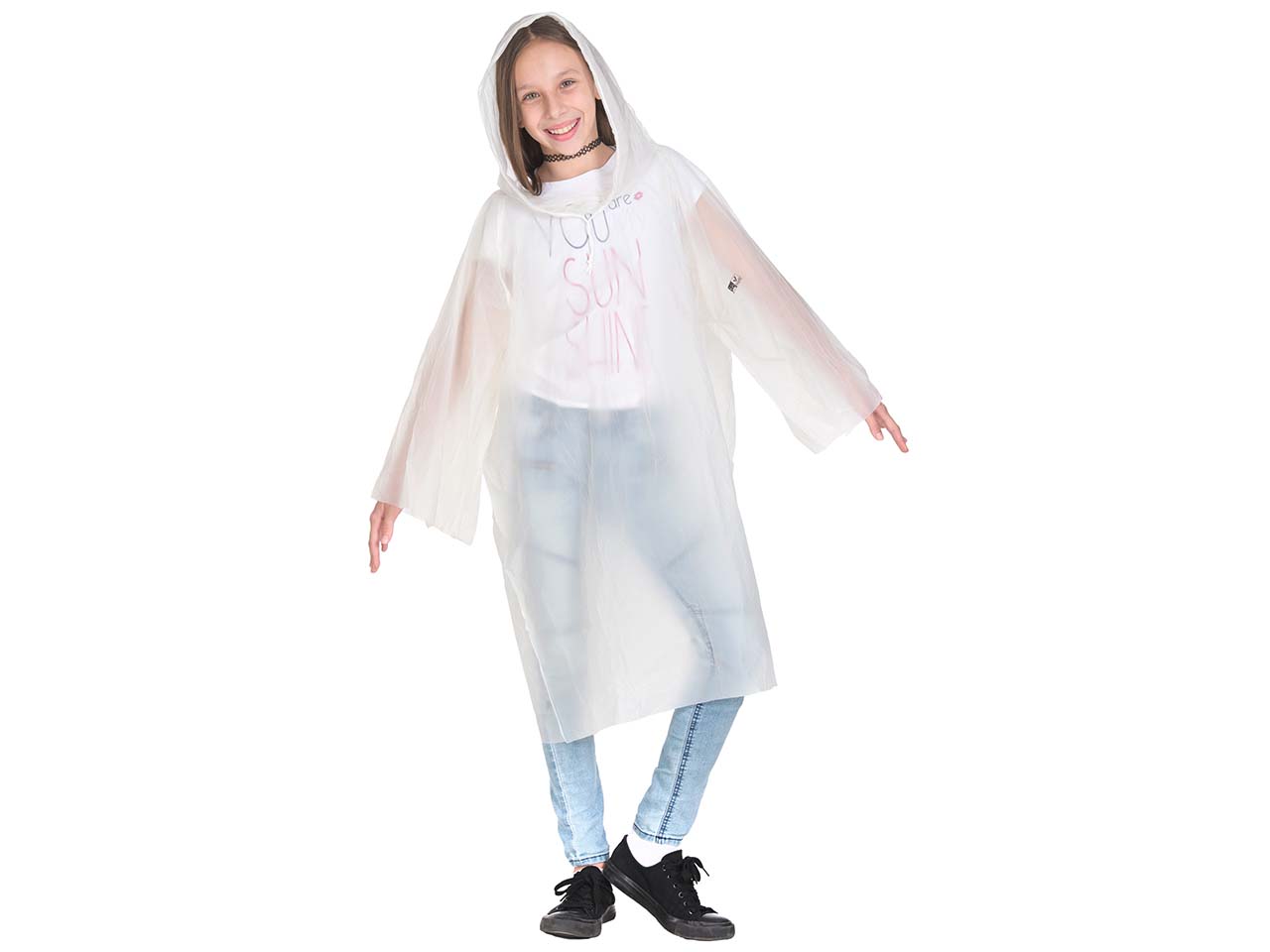 Bio-Kinder-Regenponcho 'Comfort' transparent inklusive 1-farbigem Aufdruck