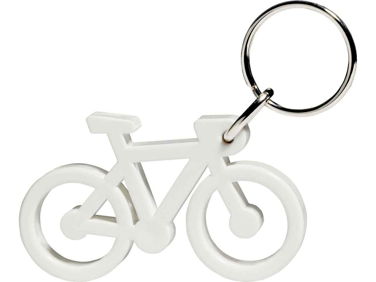 Schlüsselanhänger "Fahrrad" inkl. 1-farbigem Aufdruck, weiß Vollton