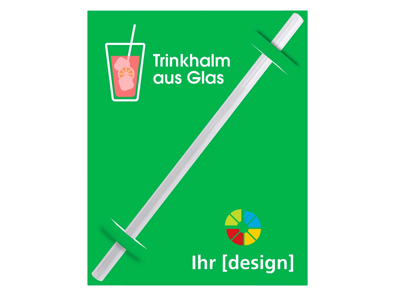 Trinkhalm aus Glas Ø 10 x 230 mm inkl. Gravur + Steckkarte