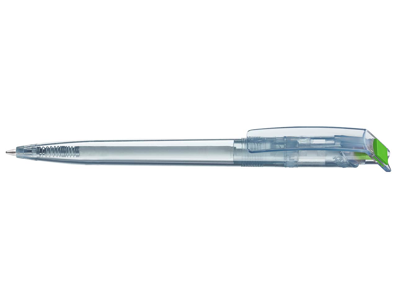 uma Kugelschreiber 'recycled PET-Pen' transparent mit buntem Clip, grün