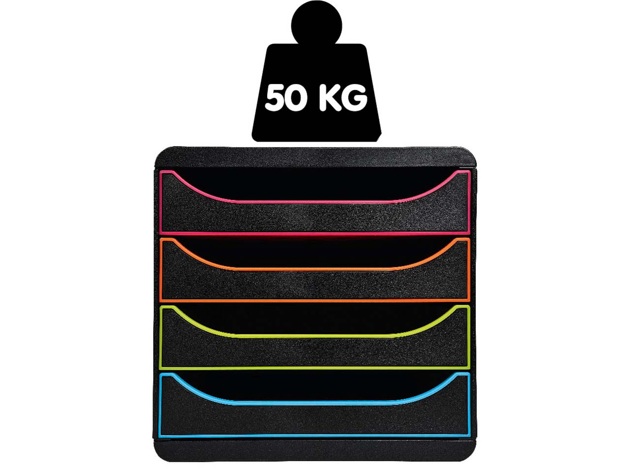 Exacompta Schubladenbox Big Box Plus "Glossy", DIN A4+, 4 Schubladen offen, schwarz