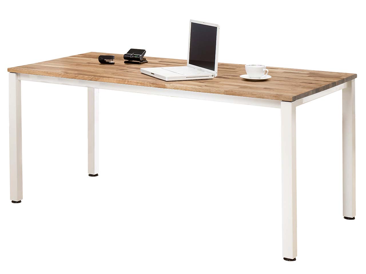 Schreibtisch "Pureness" höheneinstellbar, 160 x 80 cm, weiß, Eiche geölt