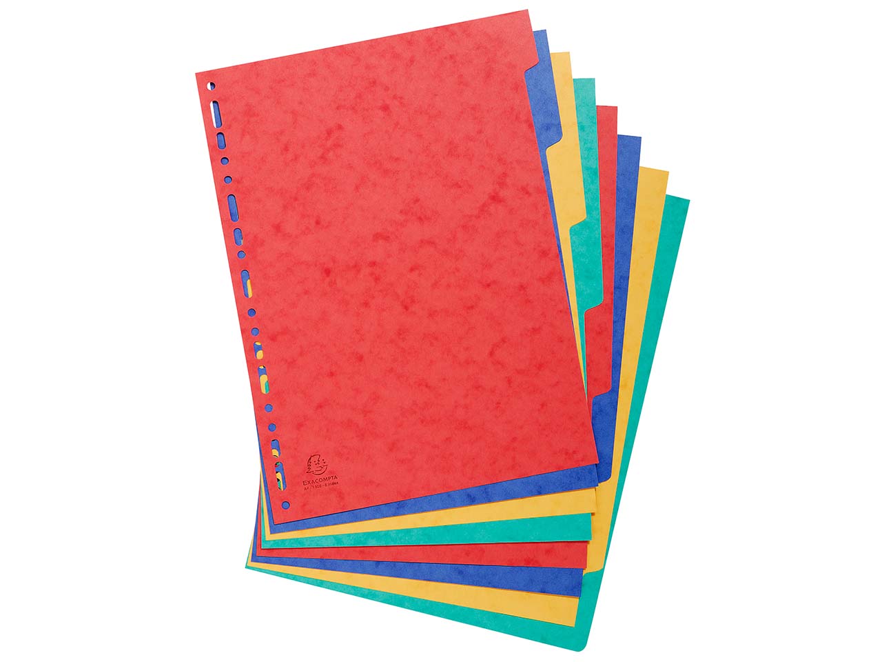 25 Exacompta Register, Colorspan-Karton, 8 Taben neutral, 225 g/m², DIN A4, sortiert