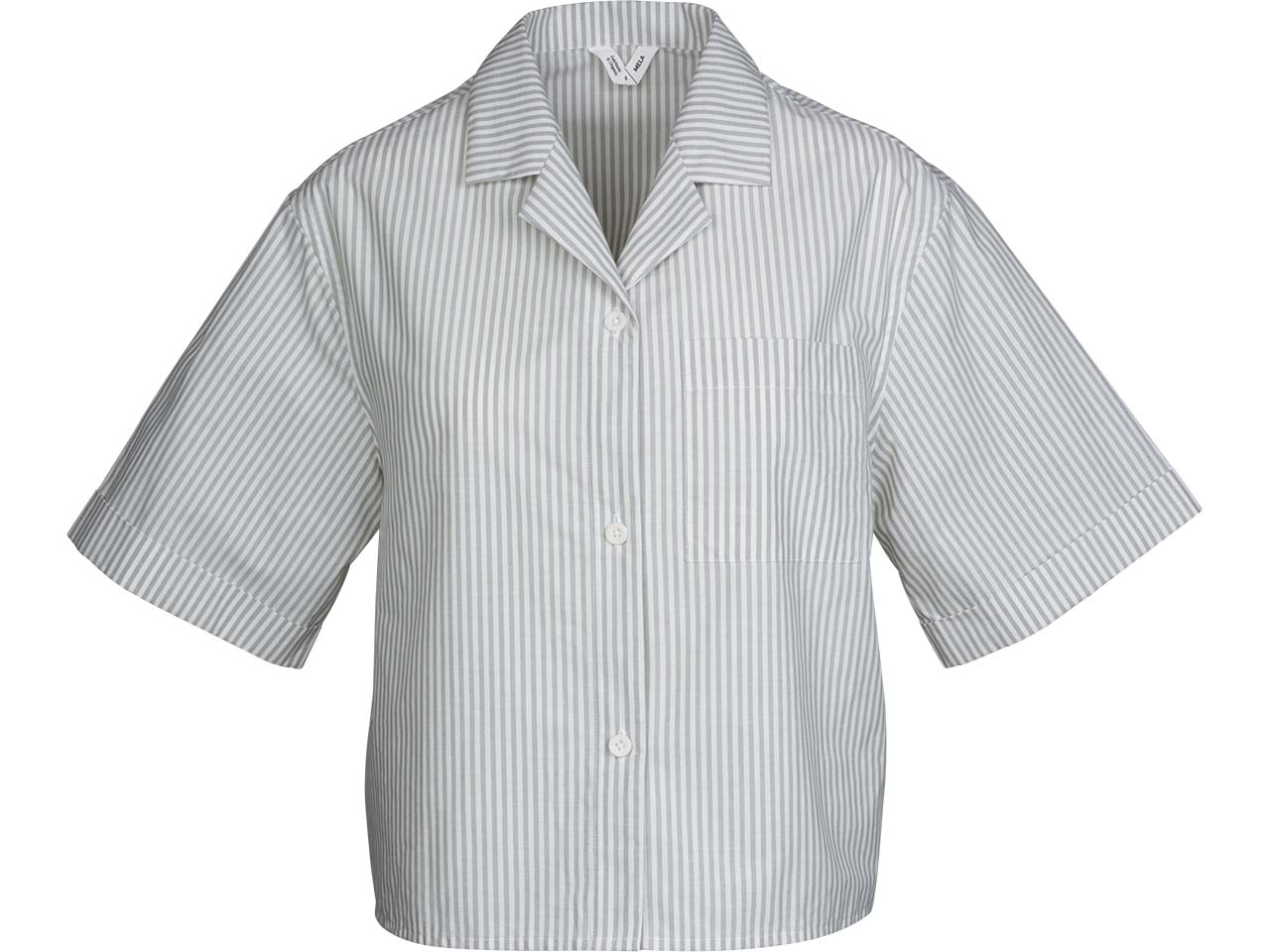 MELA Bio-Damen-Pyjamahemd "HANSIKA" aus Perkal, thymian/naturweiß, Gr. L