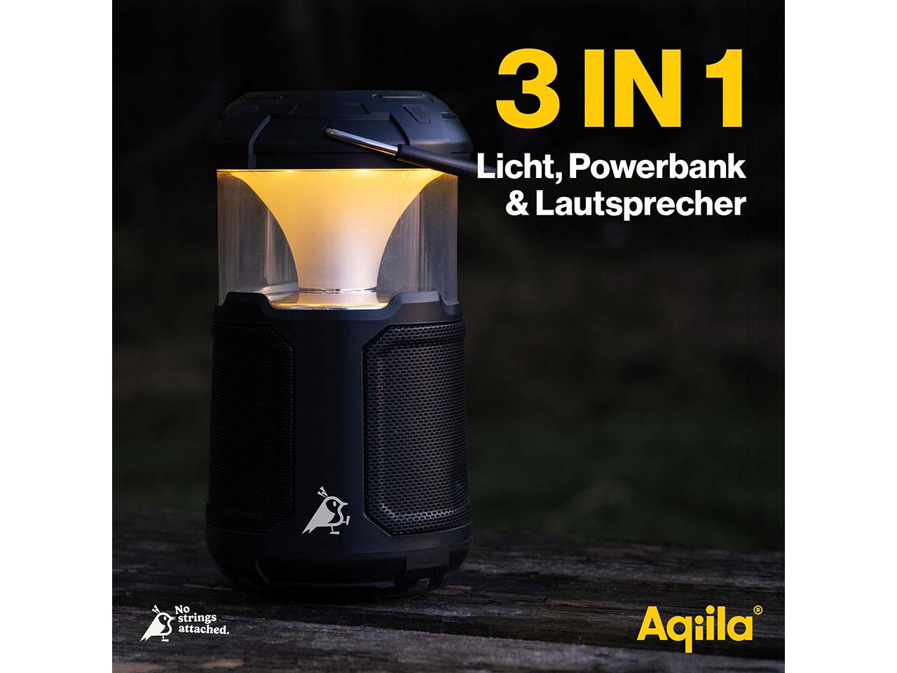 Aqiila 3-in-1 Powerbank , Laterne und Musikbox "Soundbird B10"