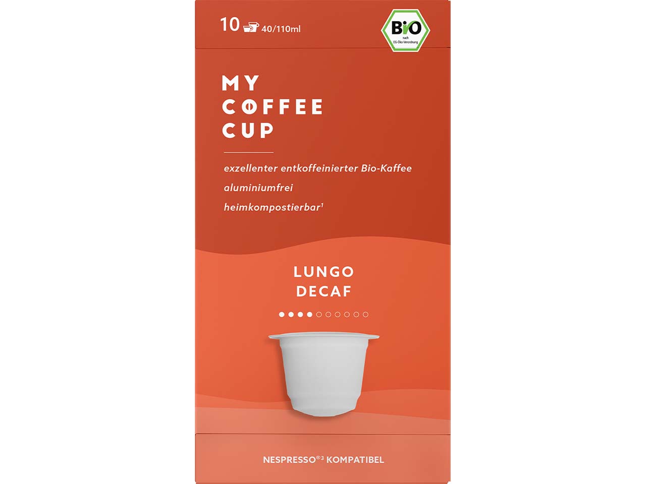 MY COFFEE CUP Bio-Kaffeekapseln "Lungo Decaf" 10 Stk.