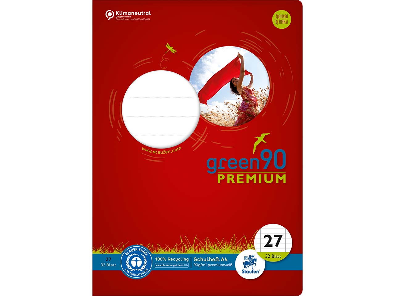 Staufen Doppelschulheft "green" DIN A4, 90g/m², Lineatur 27