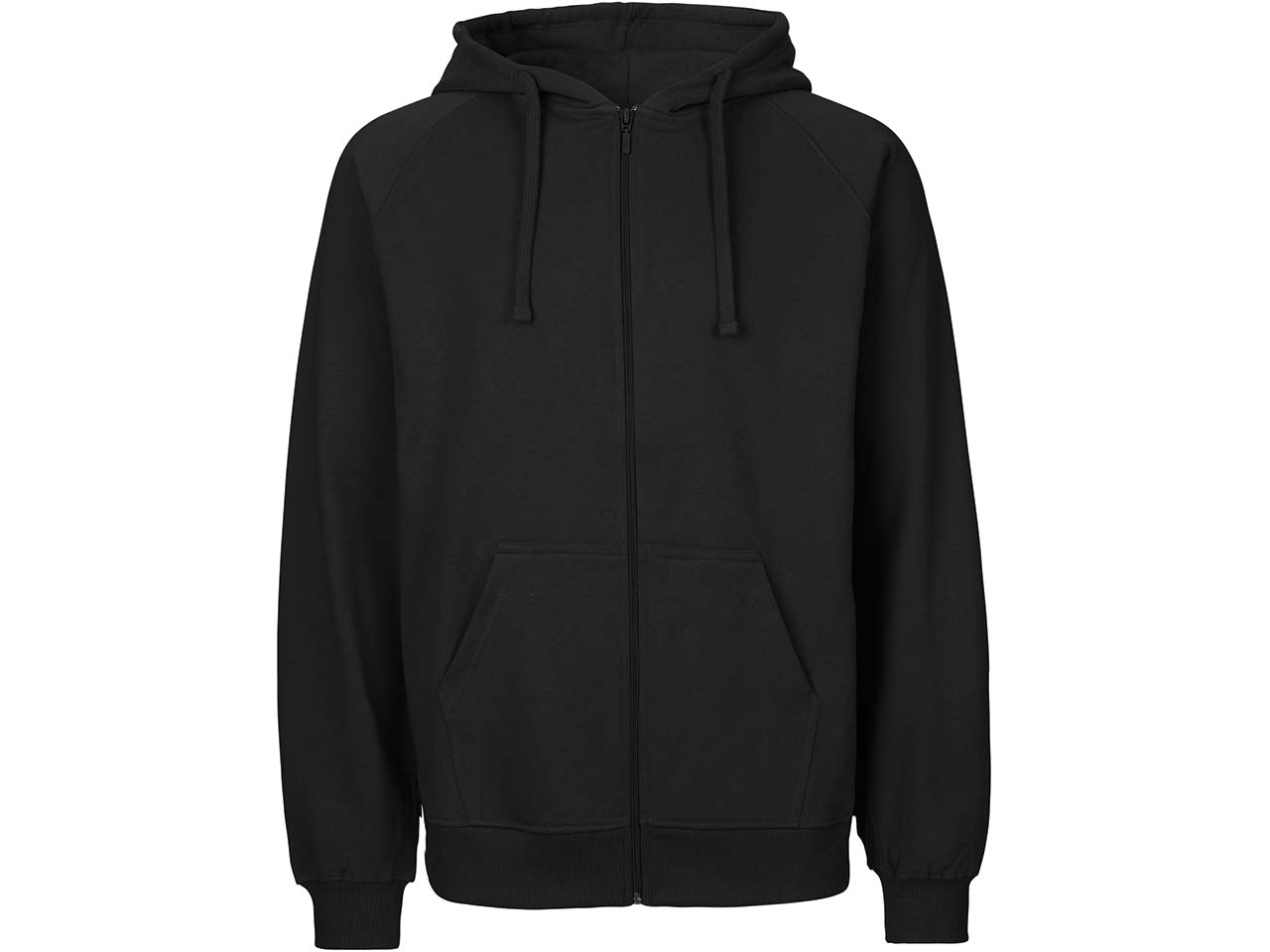 Neutral Bio-Unisex-Zip-Hoodie 'Tiger Cotton' mit gebürstetem Fleece, black, Gr. L