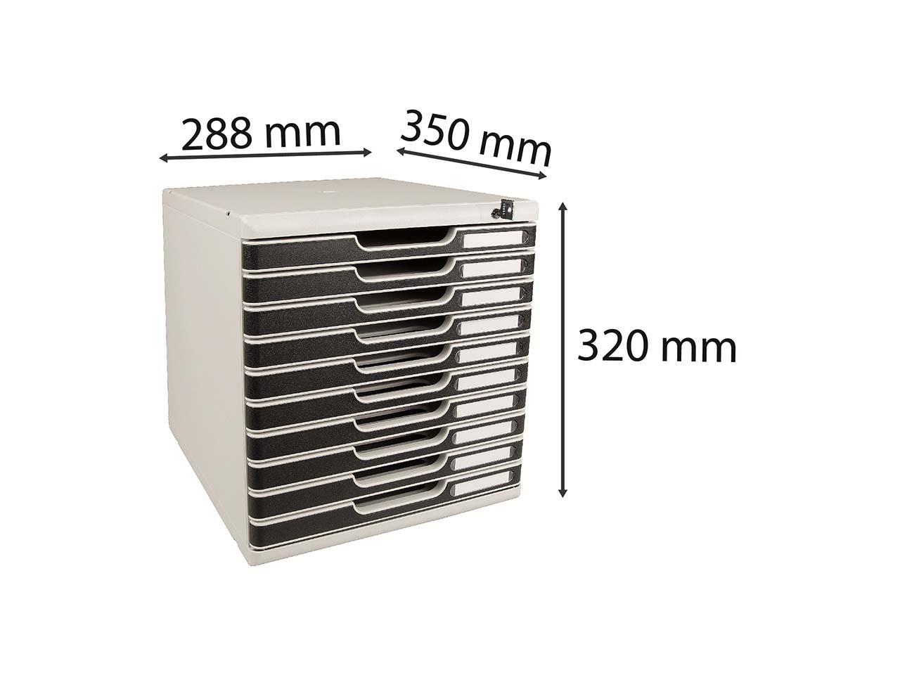 Exacompta Schubladenbox Modulo "Office", DIN A4+, 10 Schubladen, abschließbar, schwarz