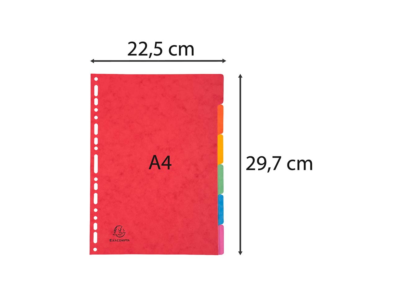 50 Exacompta Register, Colorspan-Karton, 6 Taben neutral, 400 g/m², DIN A4, sortiert