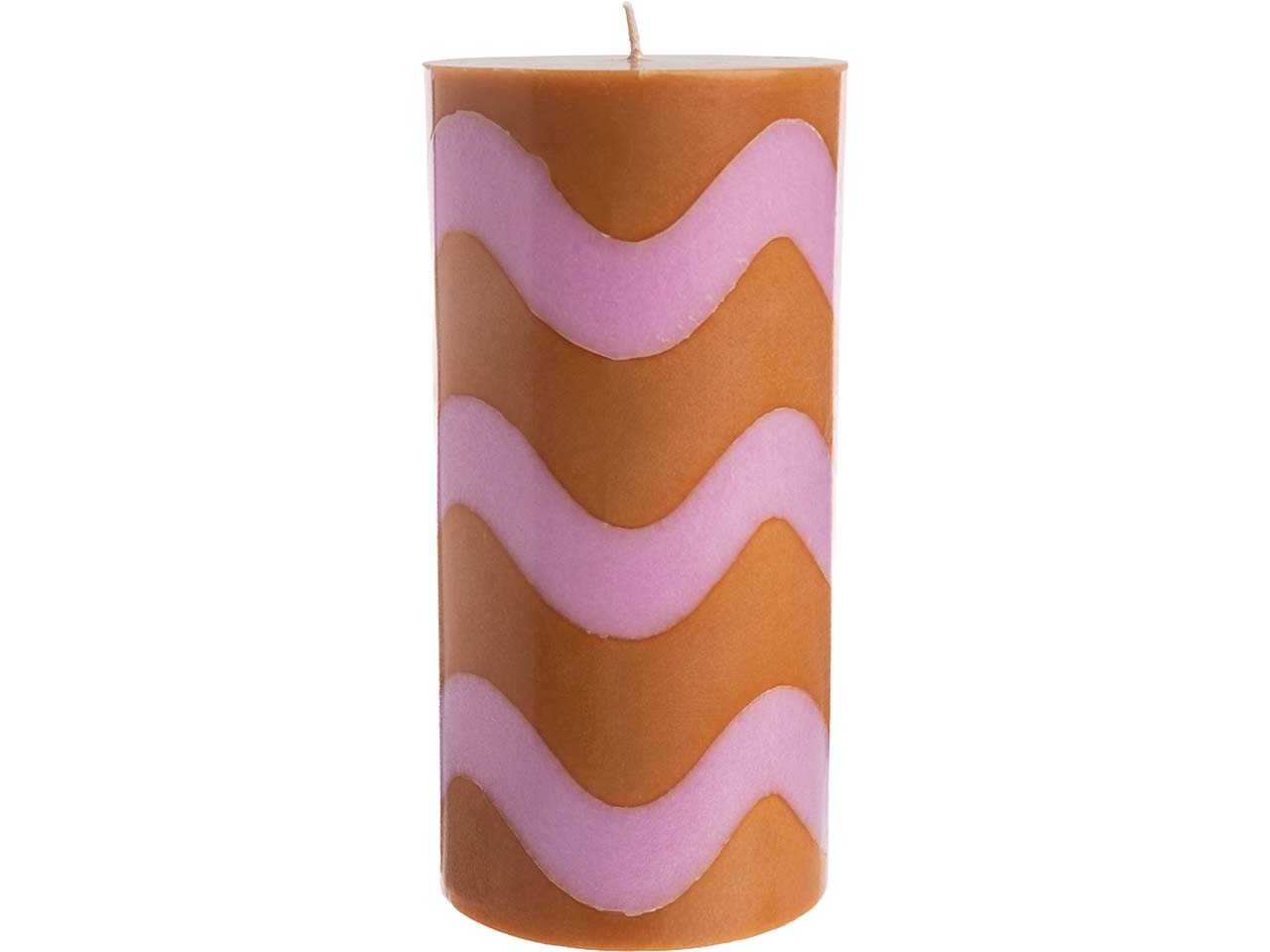 tranquillo Stumpenkerze "GLUMI WAVE" aus Stearin, Ø 7,5 cm x H 15 cm, orange