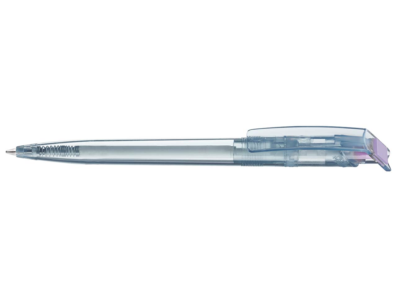 uma Kugelschreiber 'recycled PET-Pen' transparent mit buntem Clip, flieder
