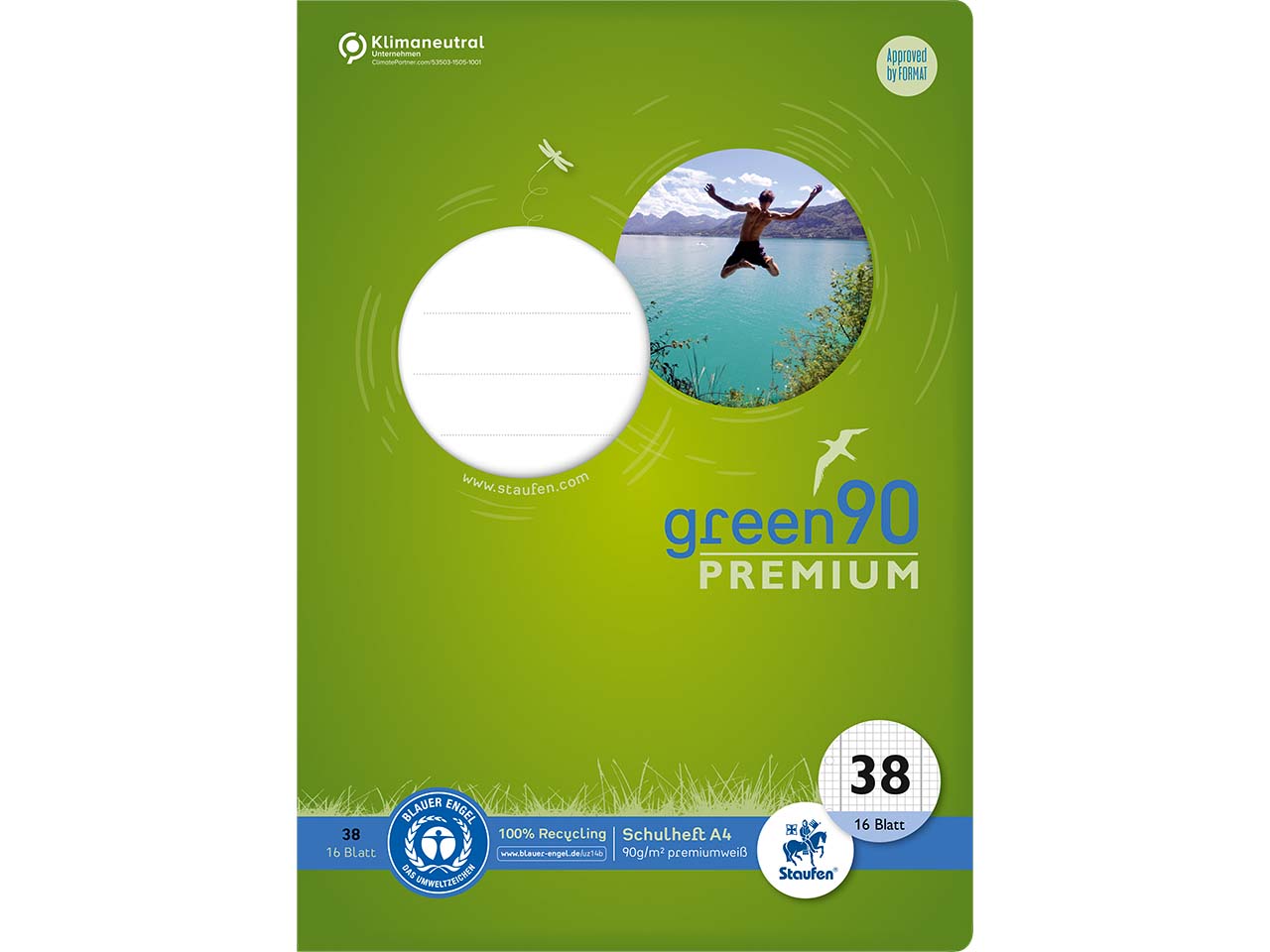 Staufen Schulheft "green" DIN A4, 90g/m², Lineatur 38