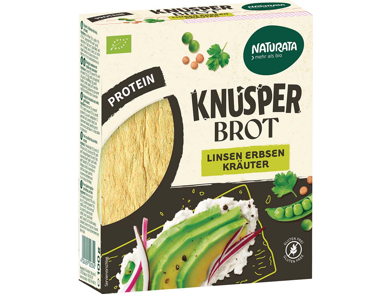 NATURATA Bio-Knusperbrot Linsen-Erbsen mit Kräutern, hoher Proteingehalt, 100 g