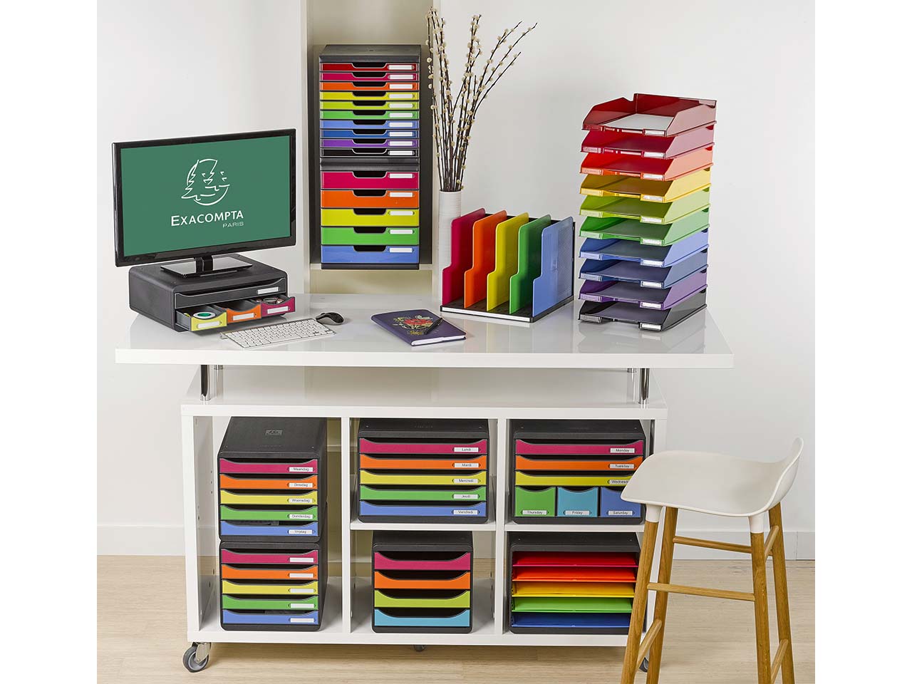 Exacompta Schubladenbox "Iderama", DIN A4+, 5 Schubladen geschlossen, regenbogen