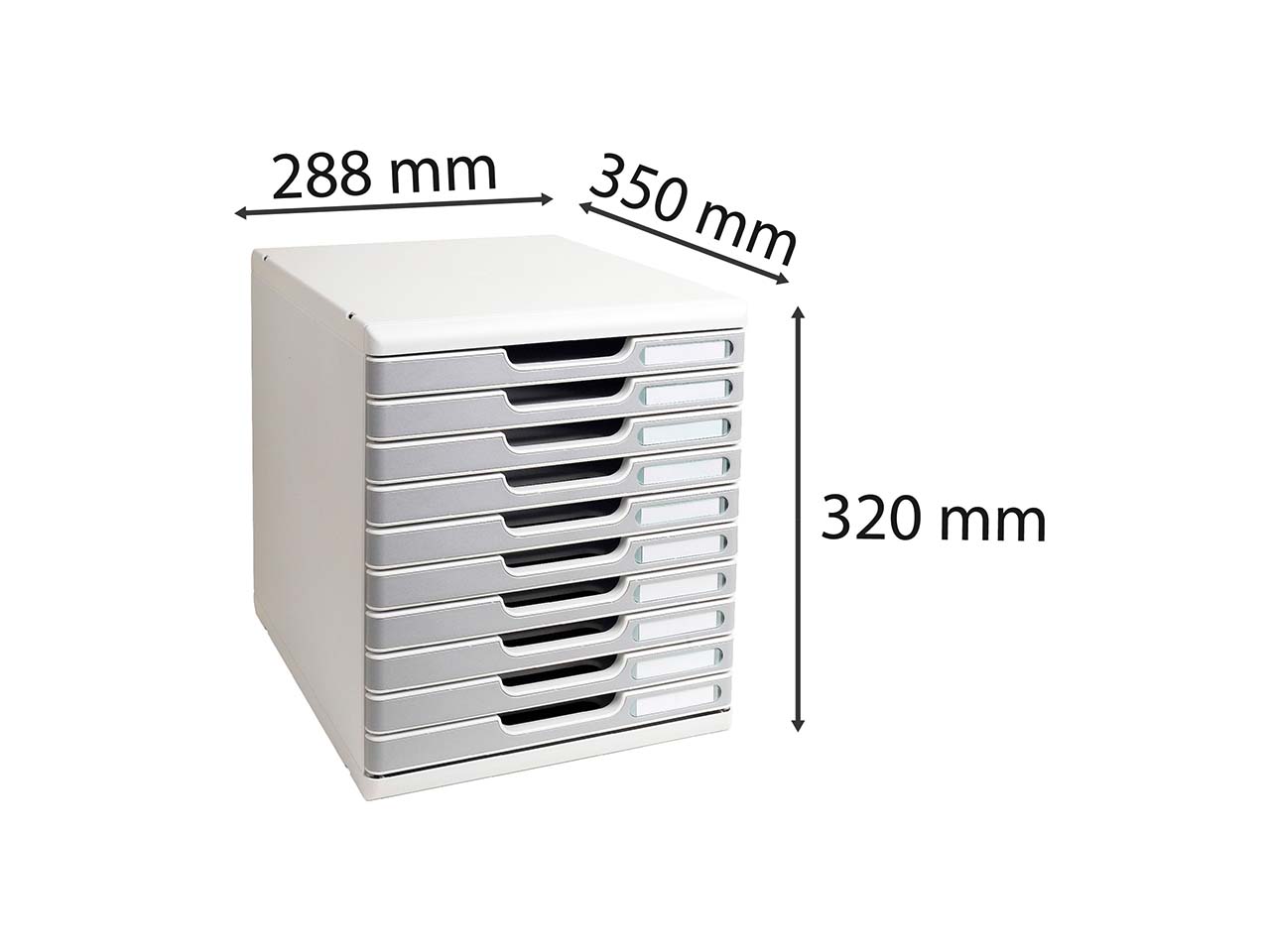 Exacompta Schubladenbox Modulo "Office", DIN A4+, 10 Schubladen geschlossen, steingrau