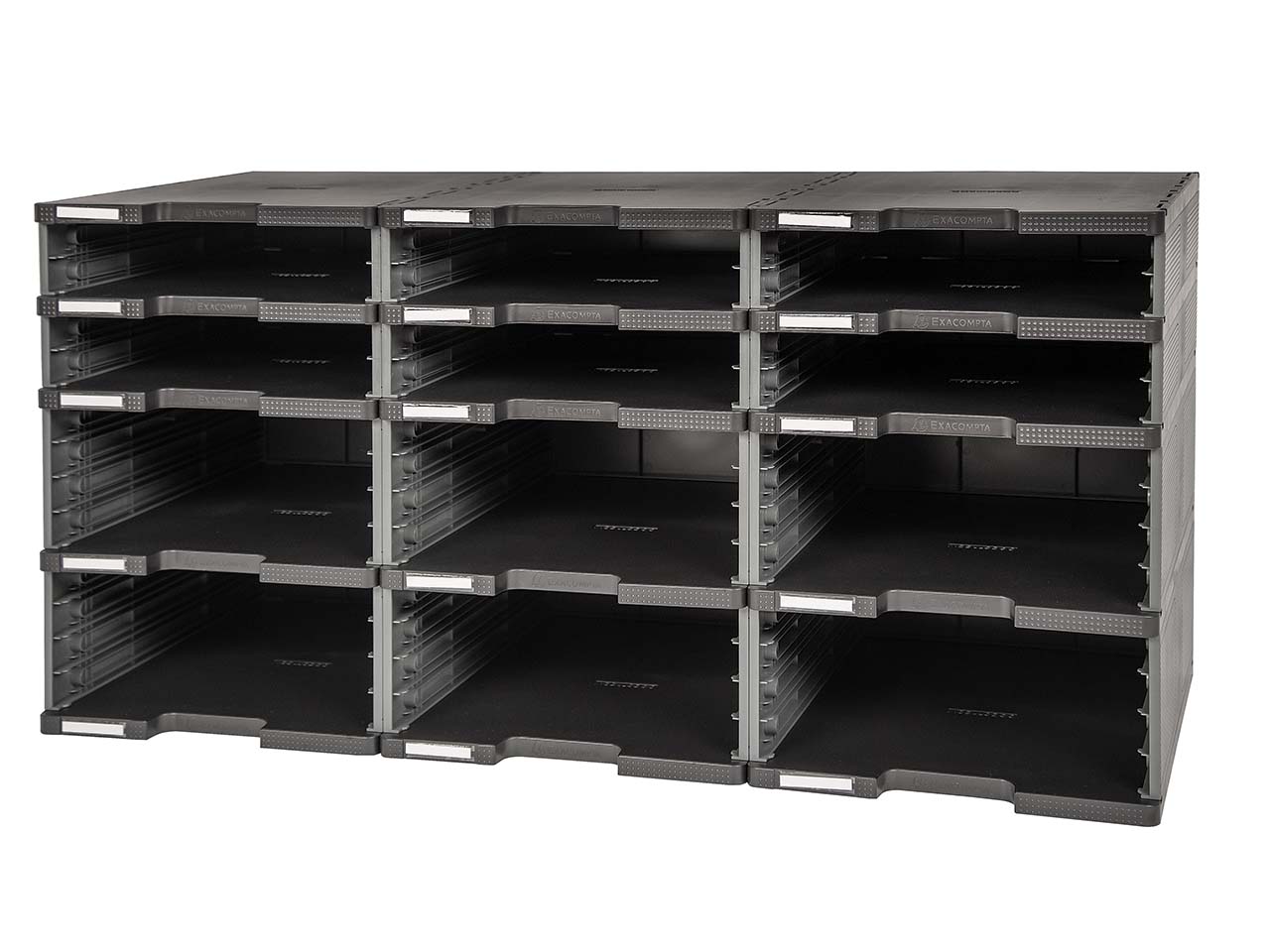 Exacompta Schubladenbox Modulodoc "ECOBlack", DIN A4+, 12 Fächer o. Schub., dunkelgrau