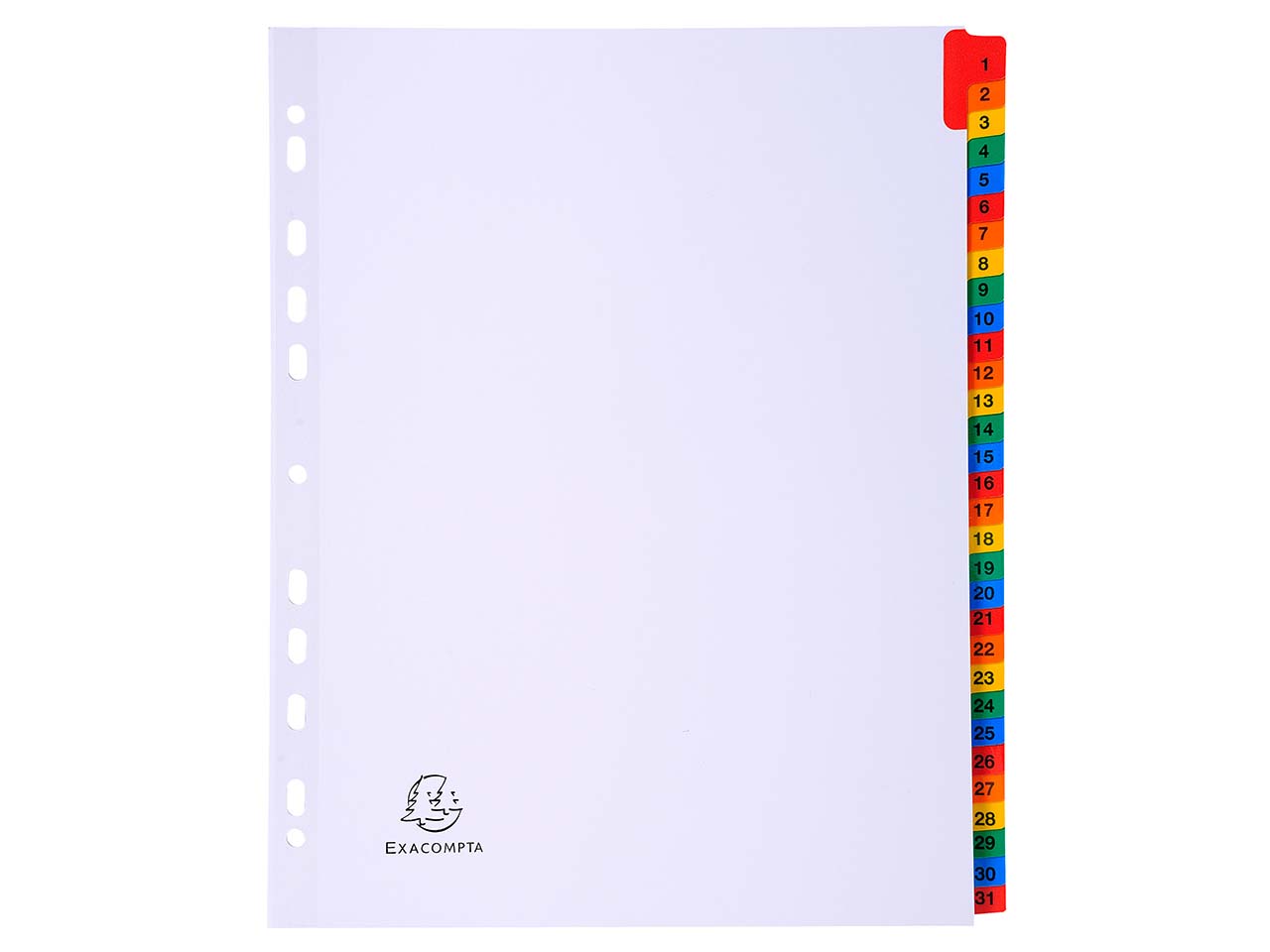 10 Exacompta Register, 31 Taben numerisch, 160 g/m², DIN A4 Maxi, weiß