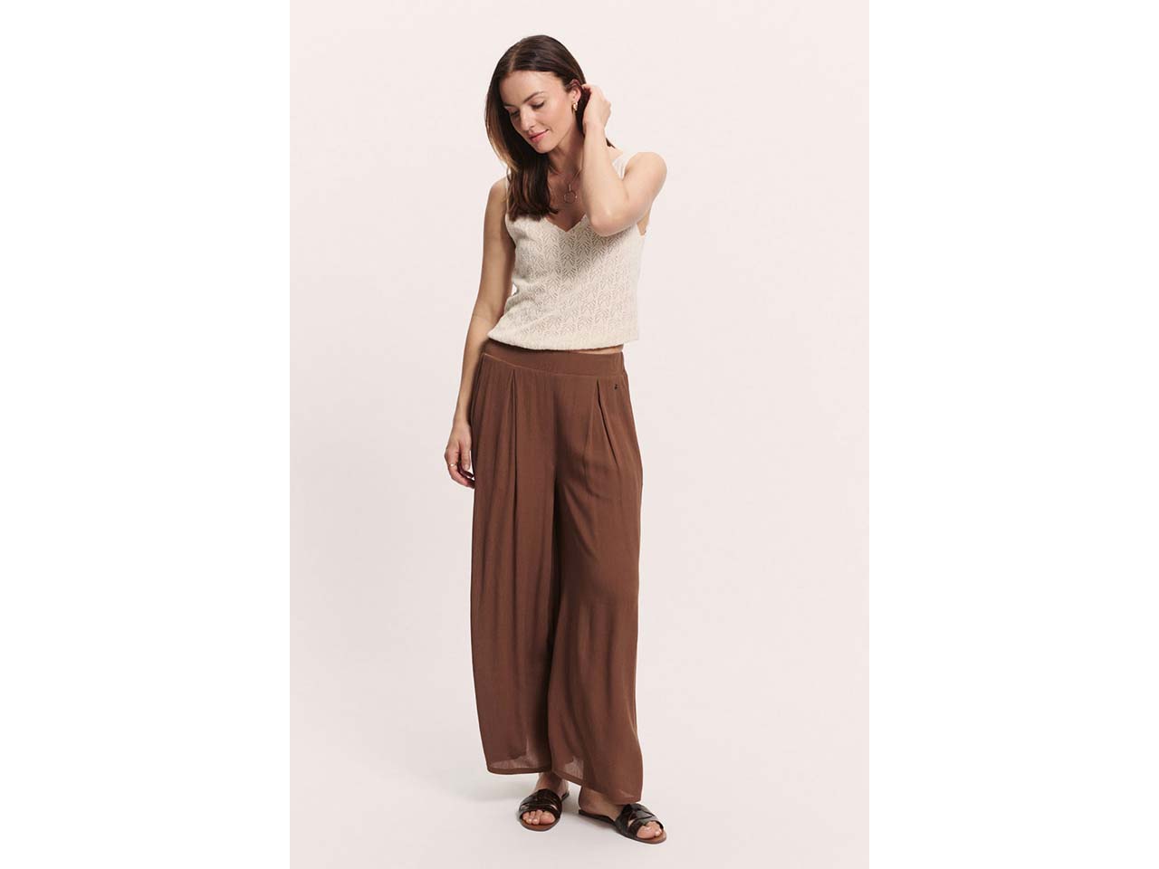 tranquillo Damen-Culotte "Paulaa" aus Crinkle-Viskose, chocolate, Gr. 40