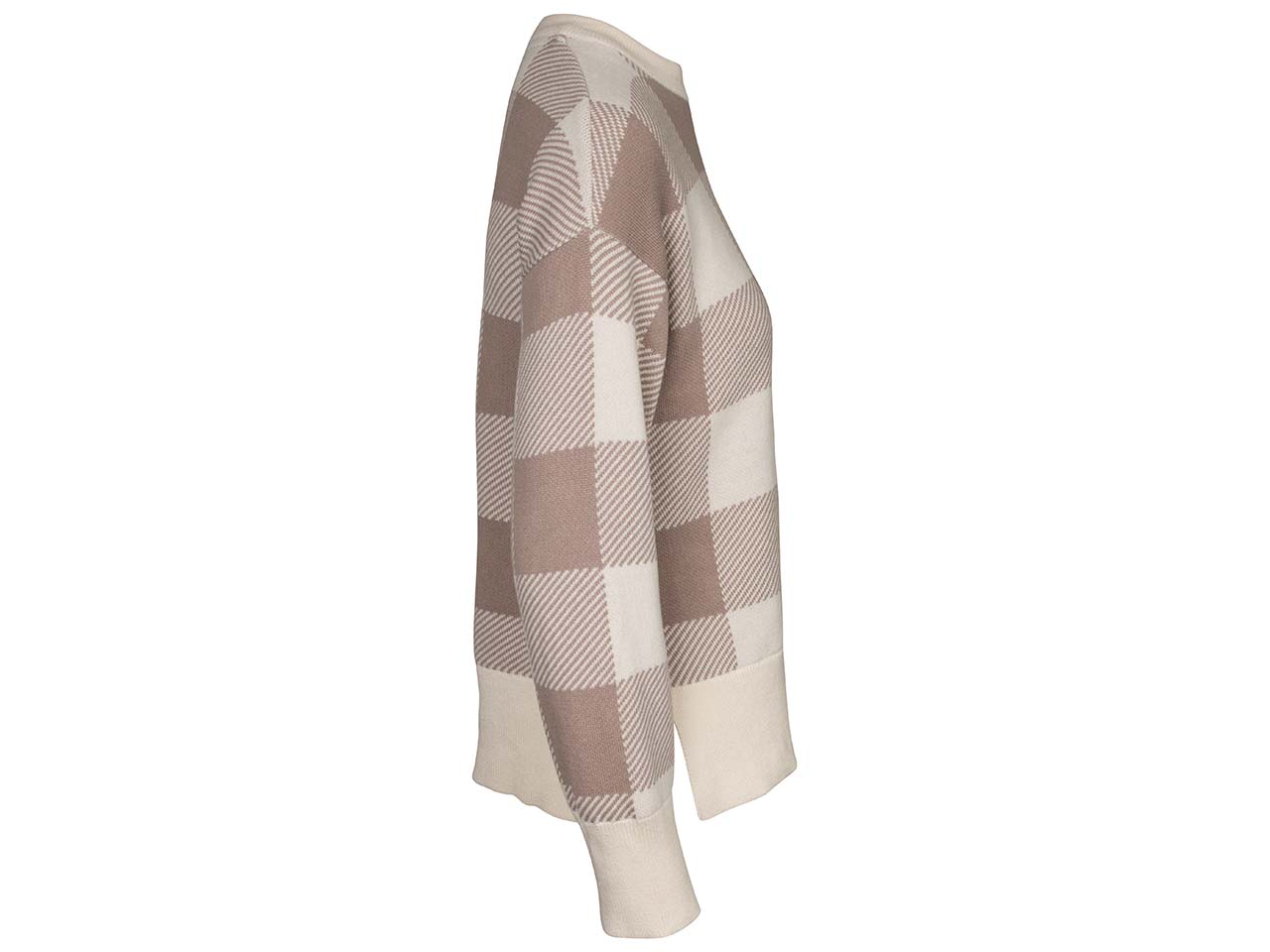 MELA Bio-Damen-Jacquard-Strickpullover "FAIZA" mit Seitenschlitzen, mushroom/cream, Gr. S