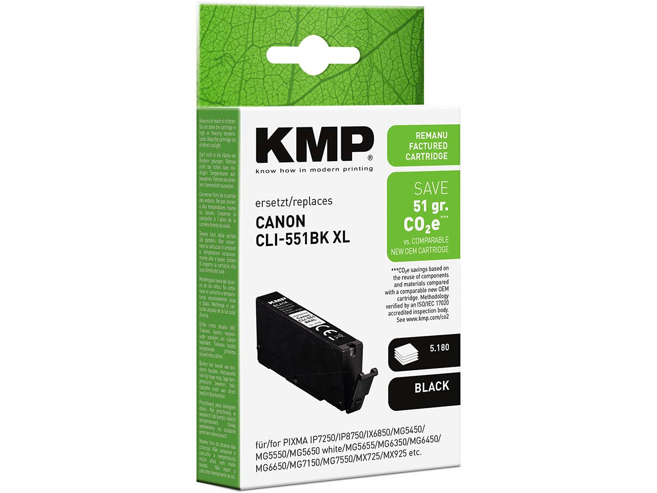 KMP Tintenpatrone ersetzt Canon CLI-551BK XL schwarz