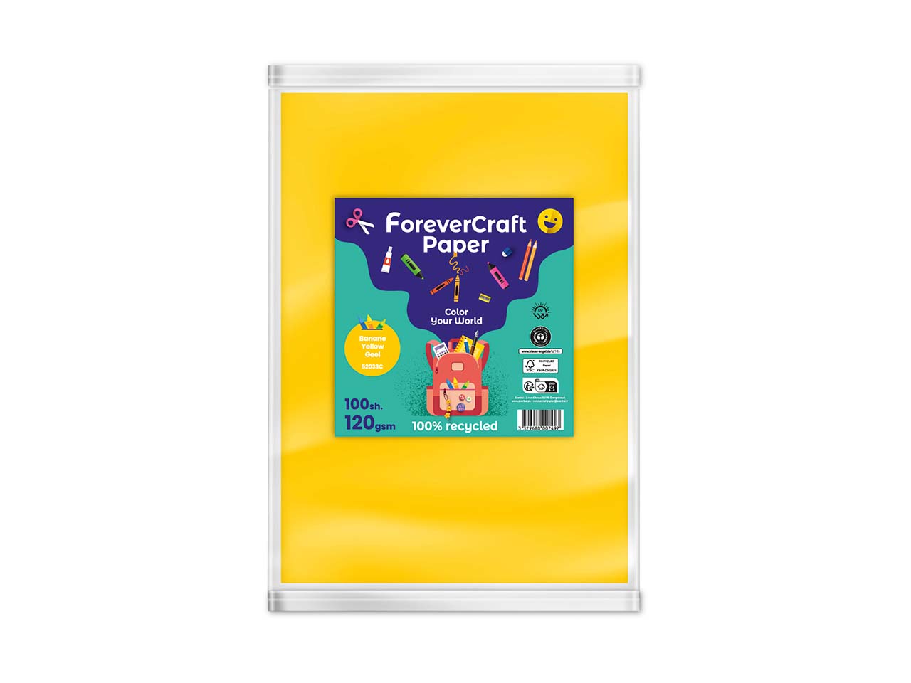 100 Blatt Tonpapier DIN A4 "forever craft paper" 120g/m² gelb