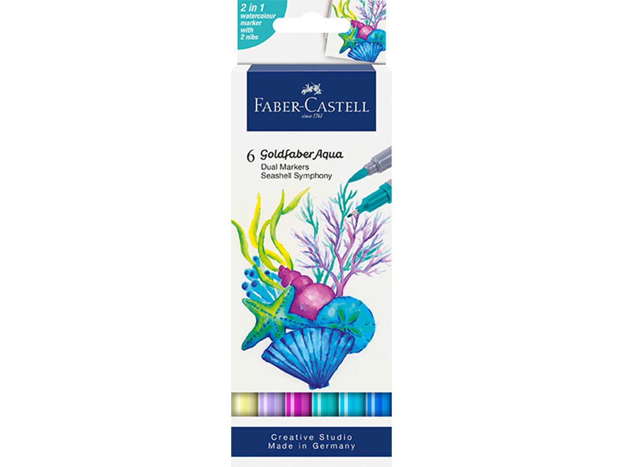 Faber-Castell Aquarell-Marker "Seashells" Goldfaber Aqua Dual, Lettering-Set, 6 Stück