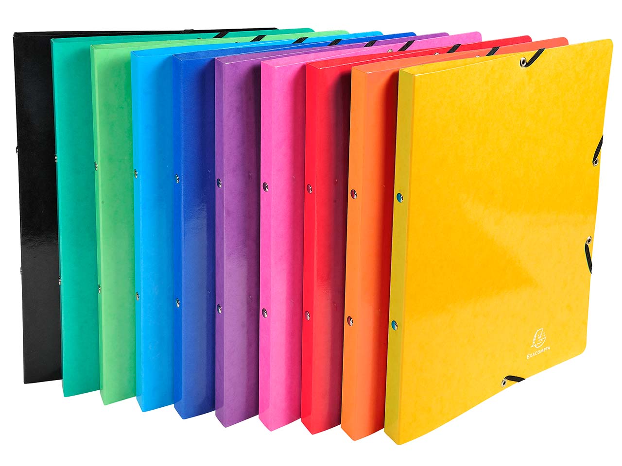 20 Exacompta Ringbücher "Iderama", 600 g/m², DIN A4, 4 Ringe O-Form, sortiert